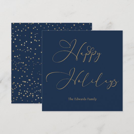 Elegant Prettig Feestdagen Gouden Calligrafie Hart Feestdagenkaart (Voorkant / Achterkant)