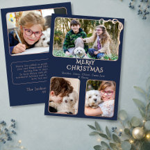 Elegant Prettig Kerstfeest 4 Foto Strik Navy Roze
