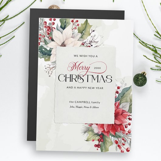 Elegant Prettig Kerstfeest Botanisch Niet-Foto