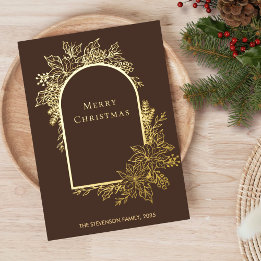 Elegant Prettig Kerstfeest Bruin Goud Folie Feestdagenkaart