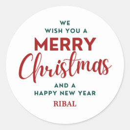 Elegant Prettig Kerstfeest & Gelukkig Nieuwjaar  Ronde Sticker