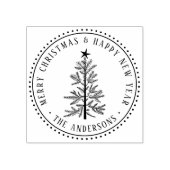 Elegant Prettig Kerstfeest & Gelukkig Nieuwjaar  Rubberstempel (Afrduk)