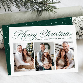 Elegant Prettig Kerstfeest Groene Calligrafie 3 Fo Feestdagenkaart