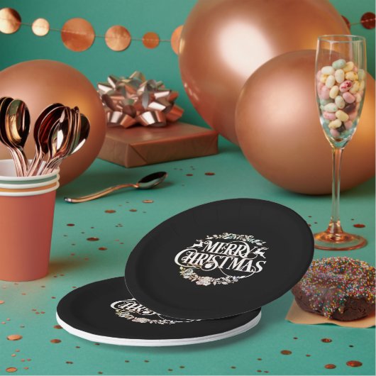 elegant Prettig kerstfeest Papieren Bordje (Multi)