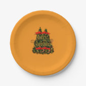 elegant Prettig kerstfeest Papieren Bordje (Voorkant)