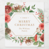 Elegant Prettig Kerstfeest Wijn Etiket (Enkel label)