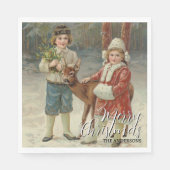 Elegant Prettig Kerstfeest Winter Kinderen Servet (Voorkant)