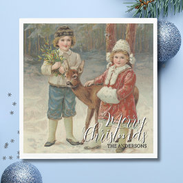 Elegant Prettig Kerstfeest Winter Kinderen Servet
