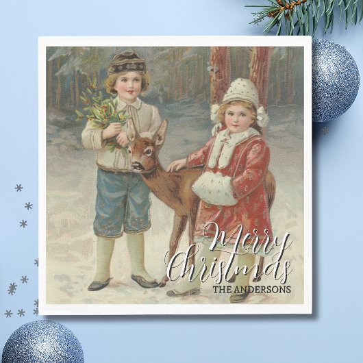 Elegant Prettig Kerstfeest Winter Kinderen Servet