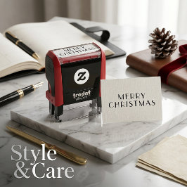 Elegant Prettig Kerstfeest Zelfinktende Stempel