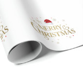 Elegant Prettig Kerstmis Goud & Rood Design Cadeaupapier (Rol Hoek)