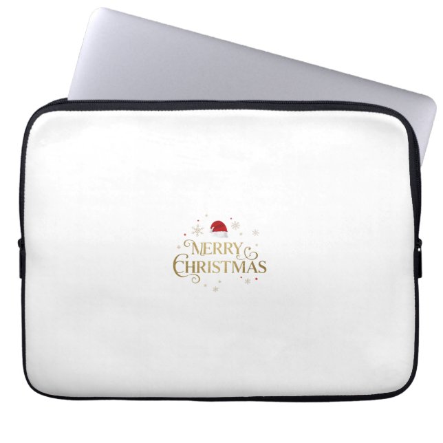 Elegant Prettig Kerstmis Goud & Rood Design Laptop Sleeve (Voorkant)