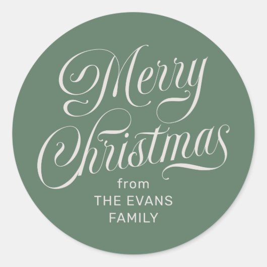 Elegant Prettig Kerstmis groene kerst cadeau Ronde Sticker (Voorkant)