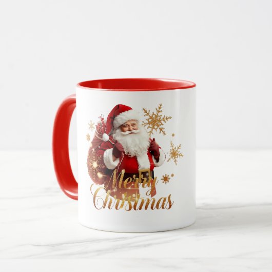 Elegant Prettig Kerstmis Kerstman Mok (Voorkant links)
