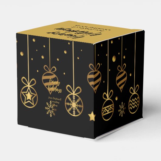 Elegant Prettige feestdagen Black Gold Custom Bedankdoosjes (Achterkant)