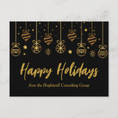 Elegant Prettige feestdagen Black Gold Custom Busi Briefkaart (Voorkant)