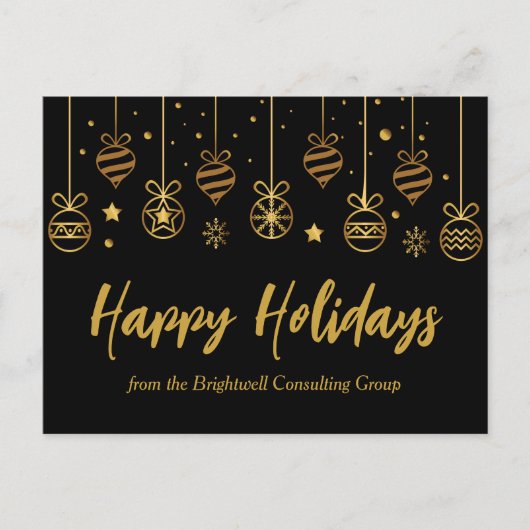 Elegant Prettige feestdagen Black Gold Custom Busi Briefkaart (Voorkant)