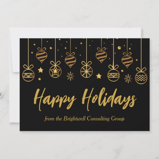 Elegant Prettige feestdagen Black Gold Custom Busi Feestdagenkaart (Voorkant)