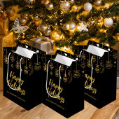 Elegant Prettige feestdagen Black Gold Custom Busi Medium Cadeauzakje