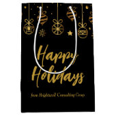 Elegant Prettige feestdagen Black Gold Custom Busi Medium Cadeauzakje (Voorkant)