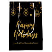 Elegant Prettige feestdagen Black Gold Custom Busi Medium Cadeauzakje (Achterkant)