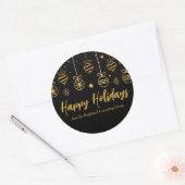 Elegant Prettige feestdagen Black Gold Custom Busi Ronde Sticker (Envelop)