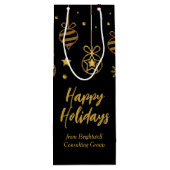 Elegant Prettige feestdagen Black Gold Custom Busi Wijn Cadeautas (Achterkant)