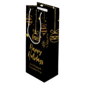 Elegant Prettige feestdagen Black Gold Custom Busi Wijn Cadeautas (Voorkant Gekanteld)