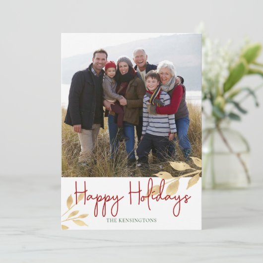 Elegant Prettige feestdagen Gold Leaves | Holiday- Feestdagenkaart (Staand voorkant)