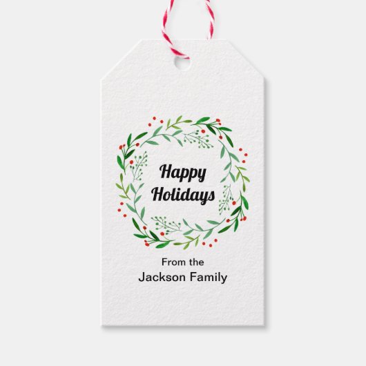 Elegant Prettige feestdagen KerstLaurel Wreath Cadeaulabel (Voorkant)