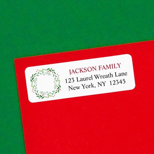 Elegant Prettige feestdagen KerstLaurel Wreath Etiket