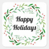 Elegant Prettige feestdagen KerstLaurel Wreath Vierkante Sticker (Voorkant)