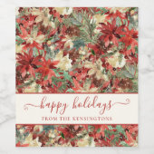Elegant Prettige feestdagen Poinsettia Kerstmis Wijn Etiket (Enkel label)