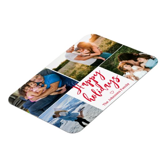 elegant prettige feestdagen rood 4 foto ' s collag magneet (Linkerzijde)