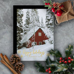 Elegant Prettige feestdagen Snowflakes Foto<br><div class="desc">Foto gouden folie script tekst "Prettige feestdagen" met folie sneeuwvlokken. De achtergrond kenmerkt een stevige achtergrondkleur. Foto van de sjabloon van de plaatjeshouder met dank aan Unsplash.</div>