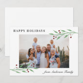 Elegant Prettige feestdagen Waterverf Cherry Foto Feestdagenkaart (Voorkant / Achterkant)