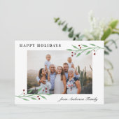 Elegant Prettige feestdagen Waterverf Cherry Foto Feestdagenkaart (Staand voorkant)