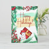 Elegant Prettige feestdagen Wenskaart met kerstmis Aankondiging (Staand voorkant)