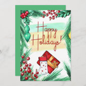 Elegant Prettige feestdagen Wenskaart met kerstmis Aankondiging (Voorkant / Achterkant)