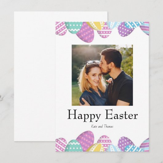 Elegant Pretty Chic Photo Happy Easter Eggs Card (Voorkant / Achterkant)