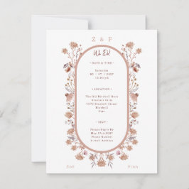 Elegant Pretty Floral Botanical Wedding Invitation Notitiekaartje