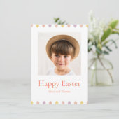 Elegant Pretty Pastel Chic Photo Happy Easter Eggs Feestdagenkaart (Staand voorkant)