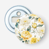 Elegant Pretty Yellow and White Floral Button Flesopener (Voorkant)