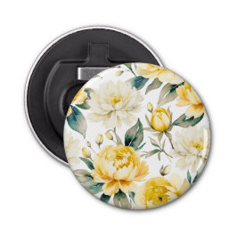 Elegant Pretty Yellow and White Floral Button Flesopener