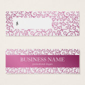 Elegant Prijs Label Modern Swirls Roze Mini Visitekaartjes (Voorkant /achterkant)