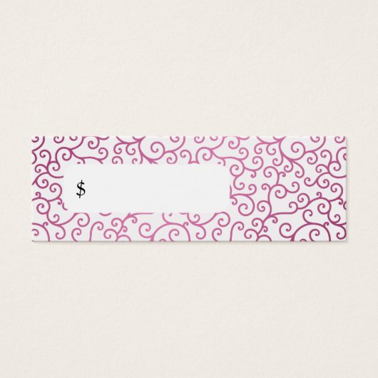 Elegant Prijs Label Modern Swirls Roze Mini Visitekaartjes (Voorkant)