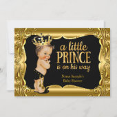 Elegant Prince Baby shower Black Gold Brunette Kaart (Voorkant)