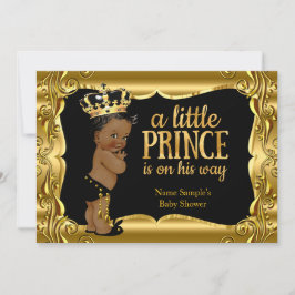 Elegant Prince Baby shower Black Gold Ethnic Kaart