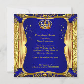 Elegant Prince Baby shower Blue Gold Ethnic Kaart (Achterkant)
