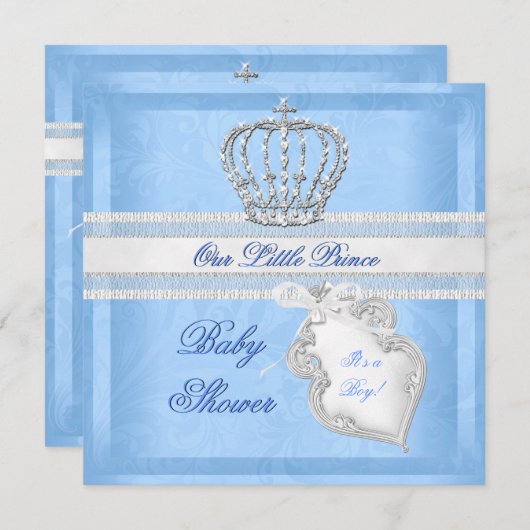 Elegant Prince Baby shower Boy Blue Little Prince Kaart (Voorkant / Achterkant)